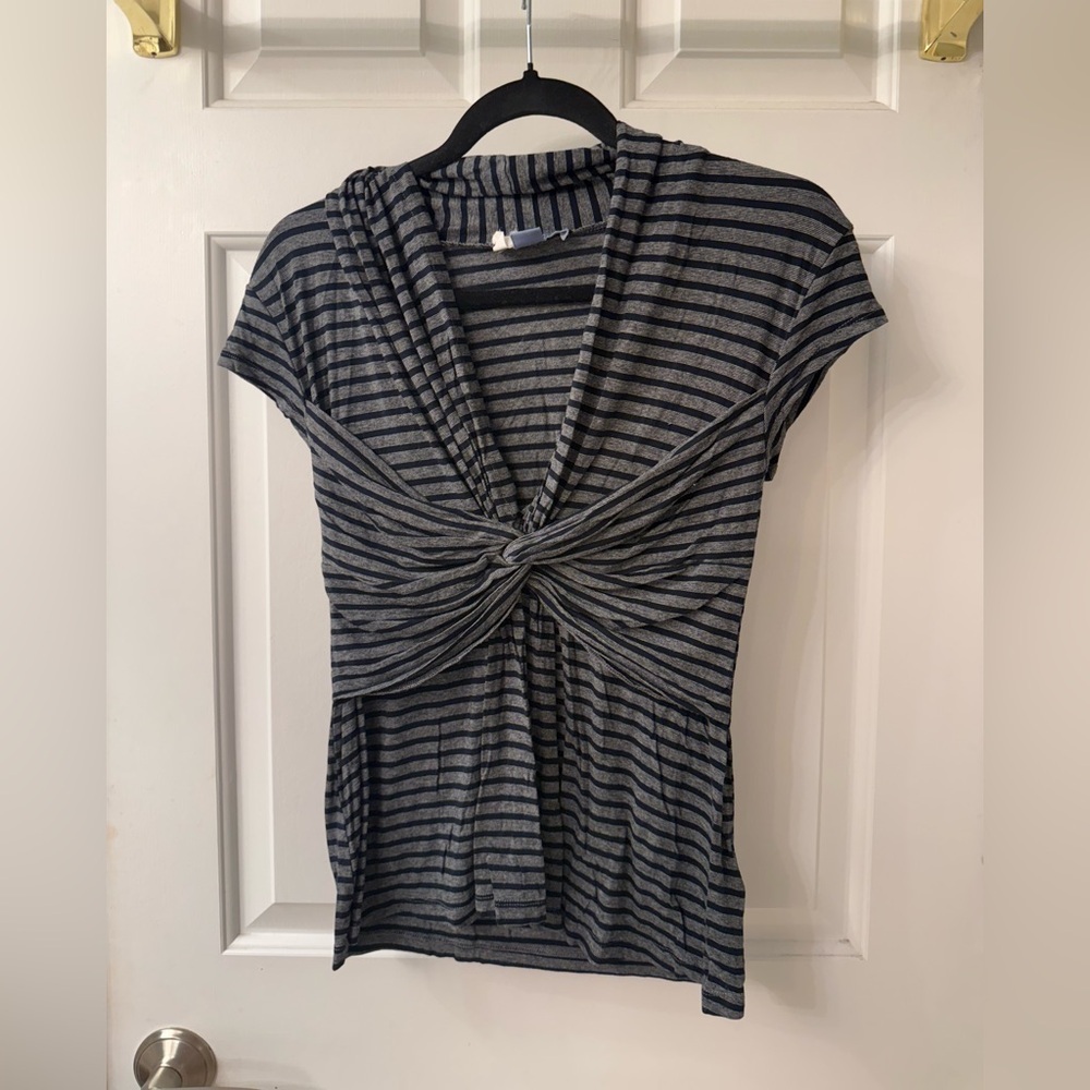 Striped Knot-Front Women’s Tunic Top